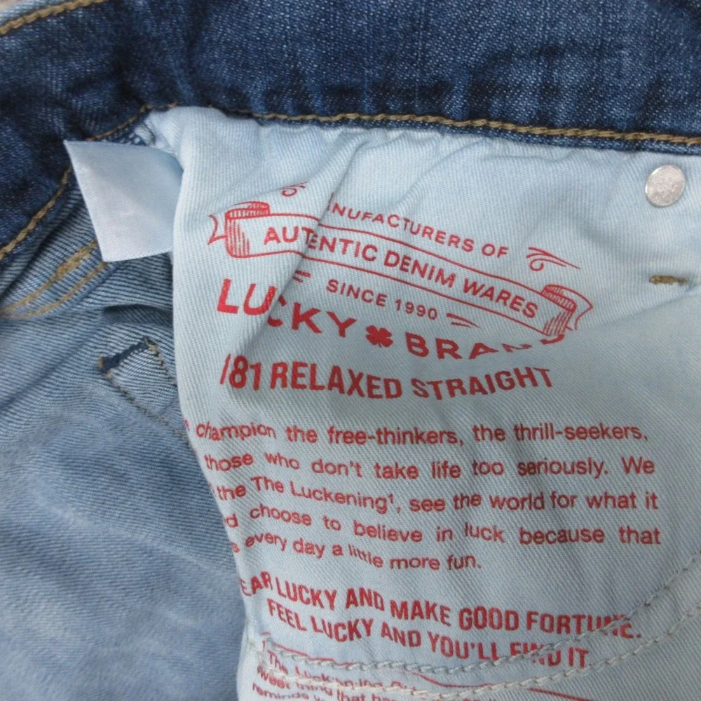 Lucky Brand Jeans Mens 38x34 Blue 181 Relaxed Straight Baggy Faded Denim Pants